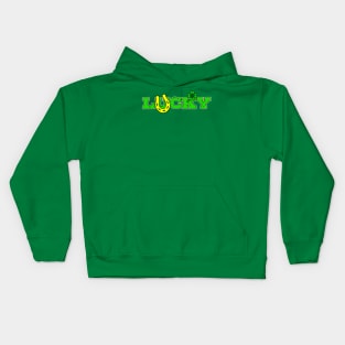 St Patricks Day lucky green clover and horseshoe Kids Hoodie